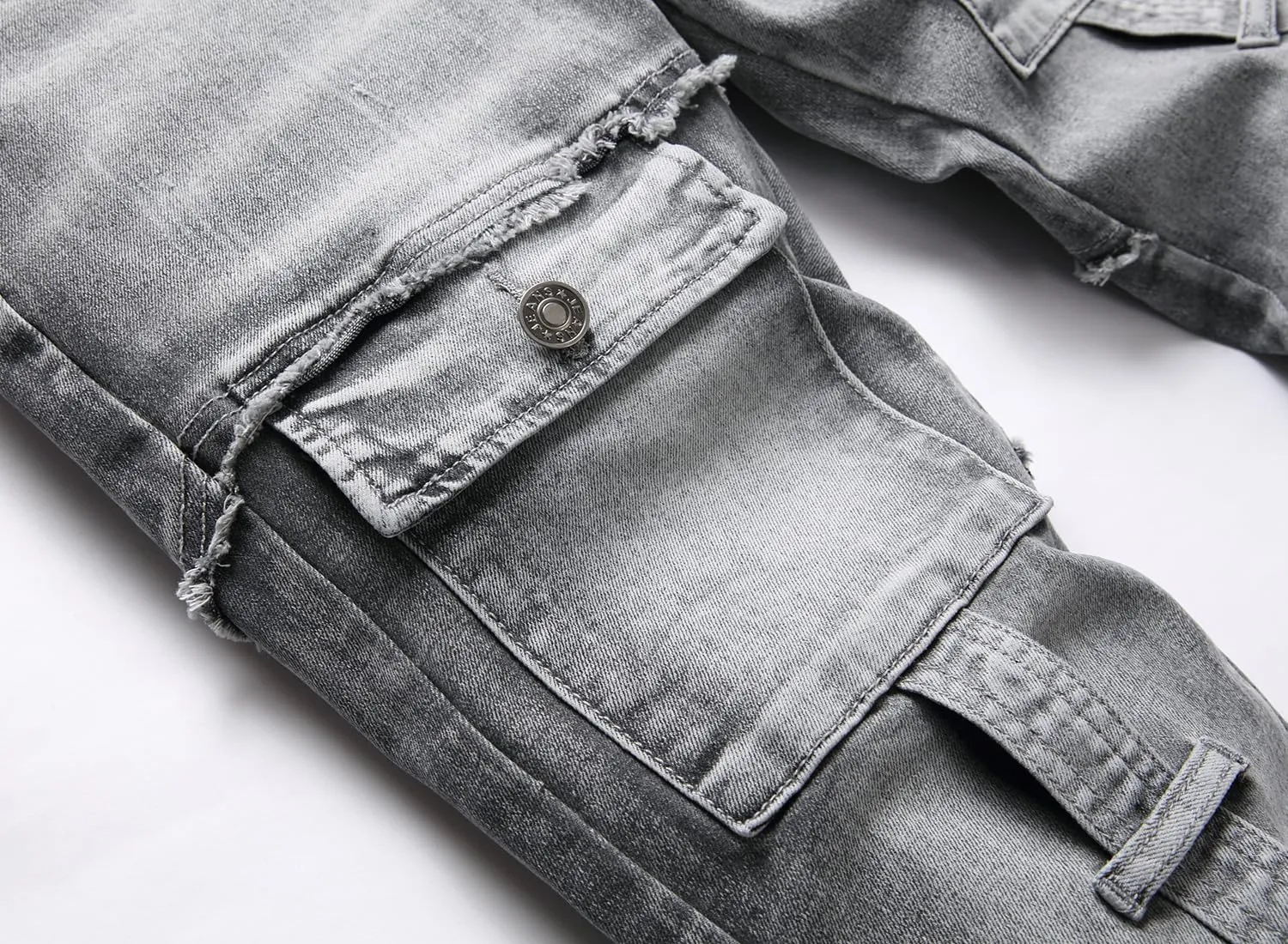 XIMXIMMTIAN Men's Biker Moto Washed Distressed Slim Fit Straight Jeans Denim…