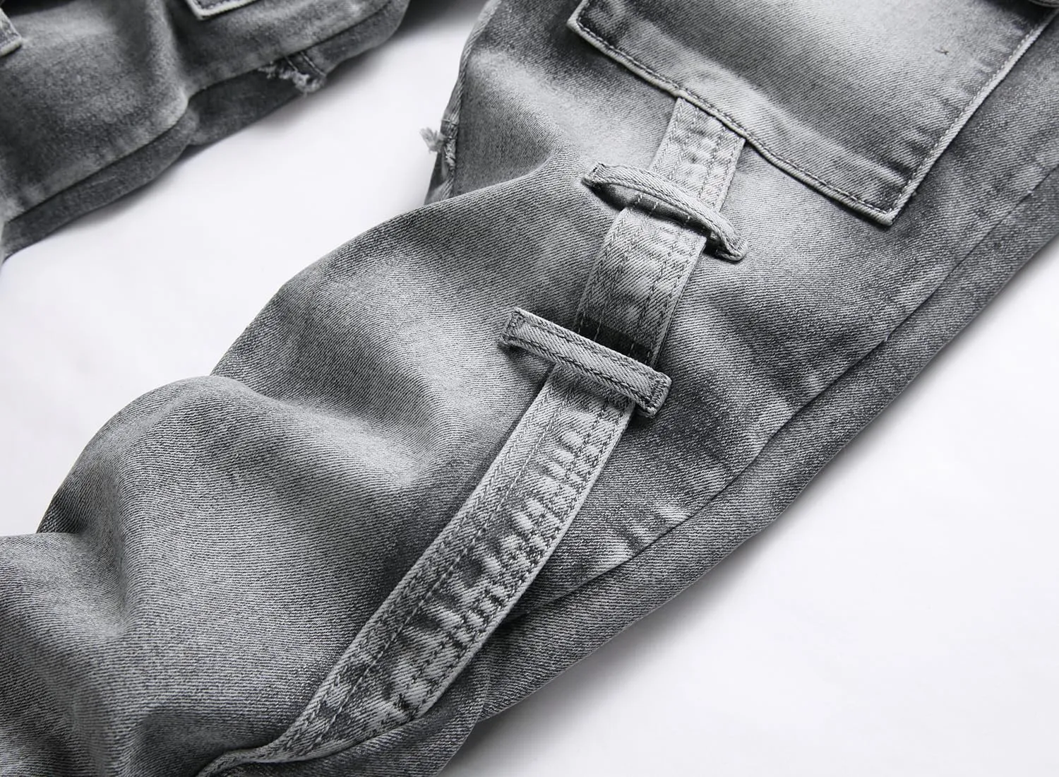 XIMXIMMTIAN Men's Biker Moto Washed Distressed Slim Fit Straight Jeans Denim…