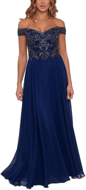 Xscape Womens Embellished Maxi Evening Dress