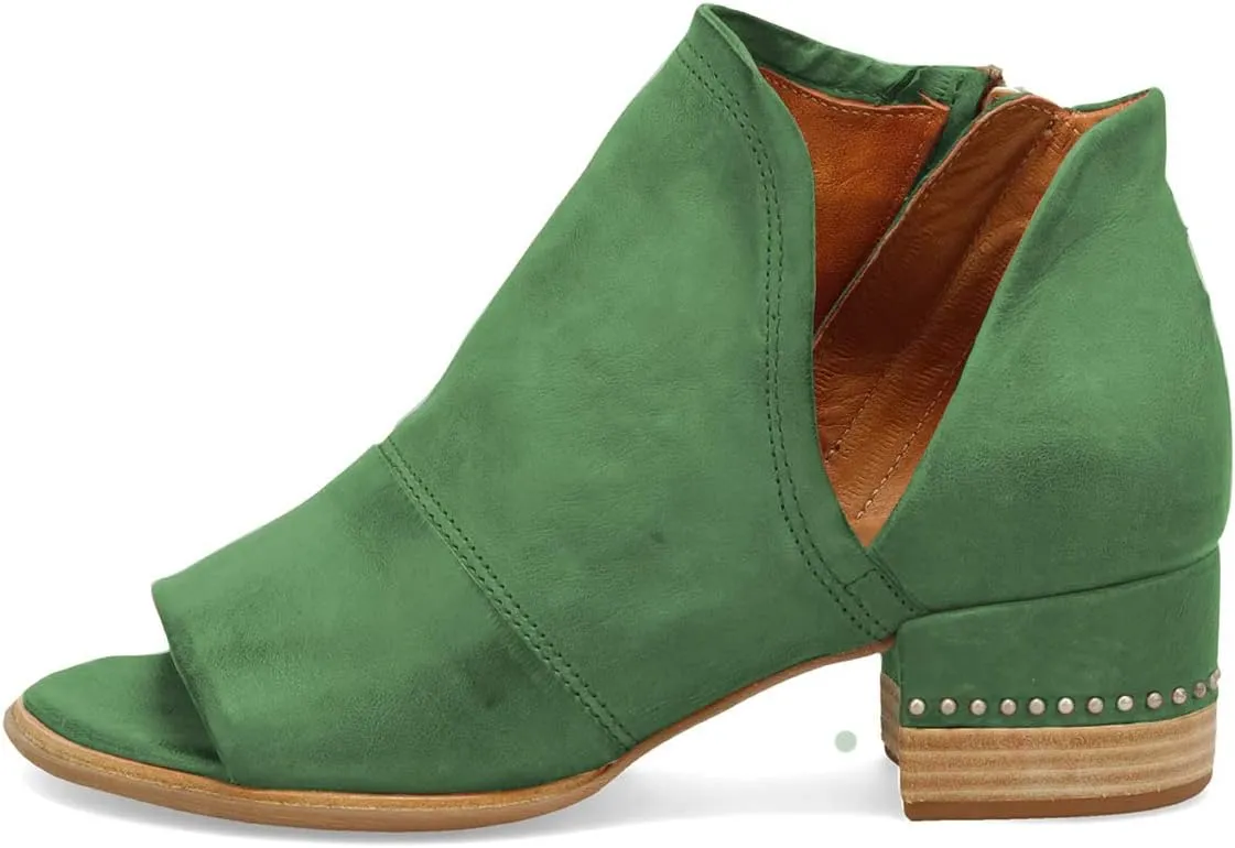 XYD Women Chic V-cut Chunky Heel Ankle Boots Open Toe Studded Bootie Sandals Side Zipper Casual Dressy Party Dress Shoes