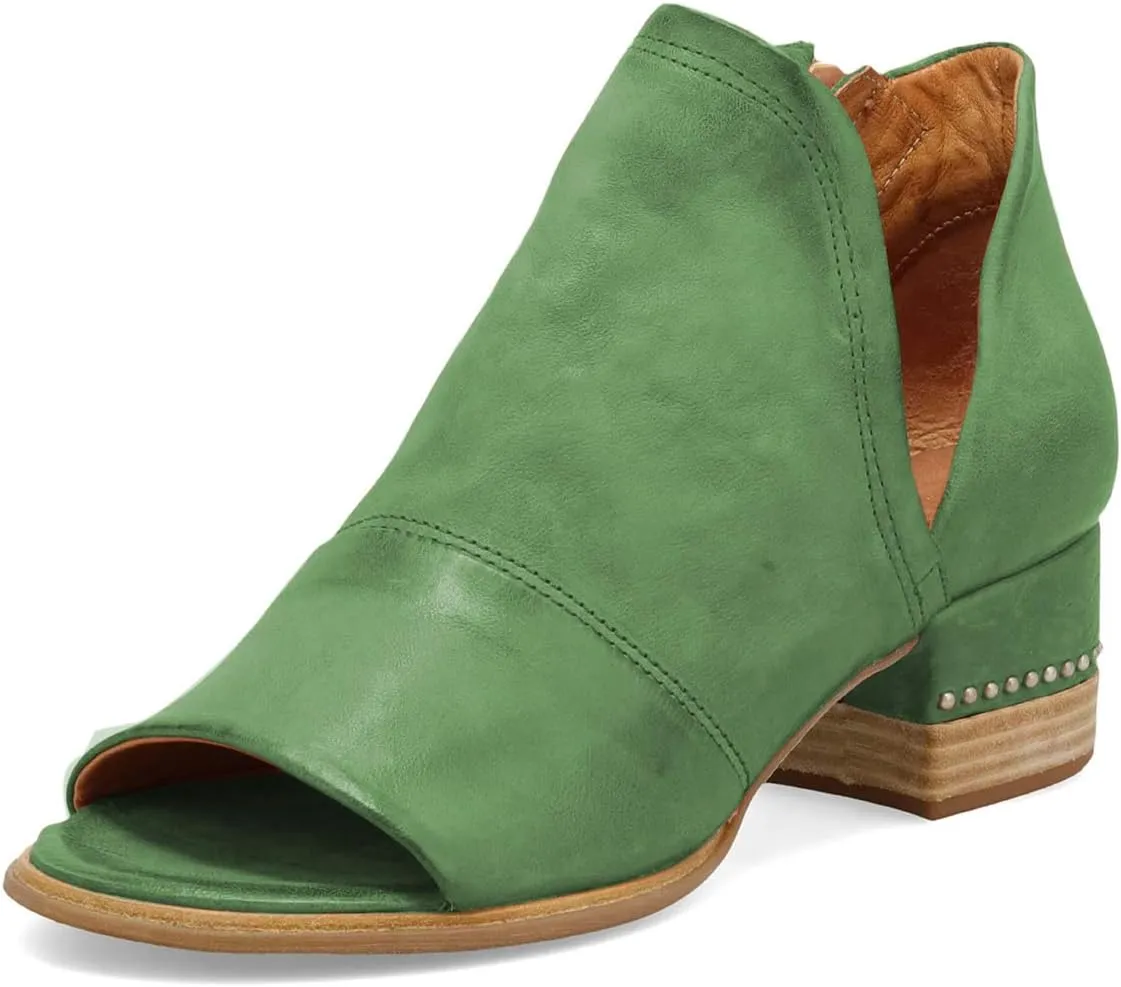 XYD Women Chic V-cut Chunky Heel Ankle Boots Open Toe Studded Bootie Sandals Side Zipper Casual Dressy Party Dress Shoes