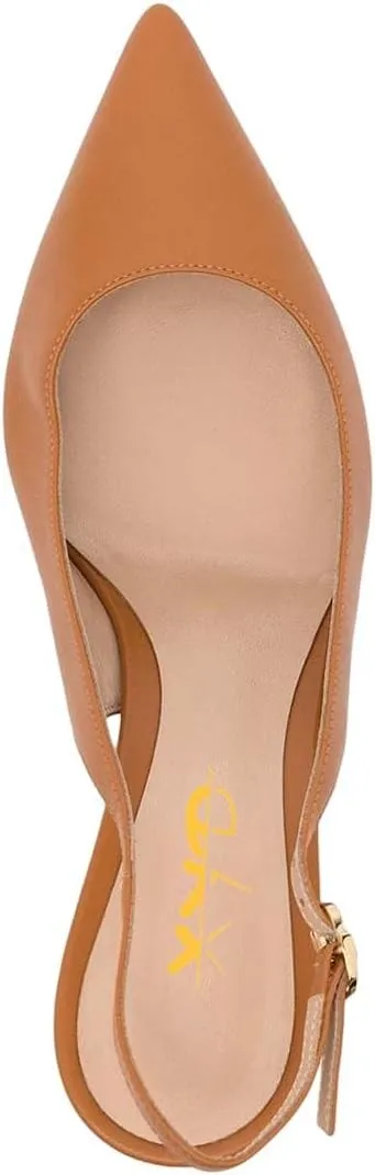 XYD Women Mid Scallop Shape Heel Slingback Buckled Closed Pointed Toe Pumps Pull On Party Event Club Dressy Shoes