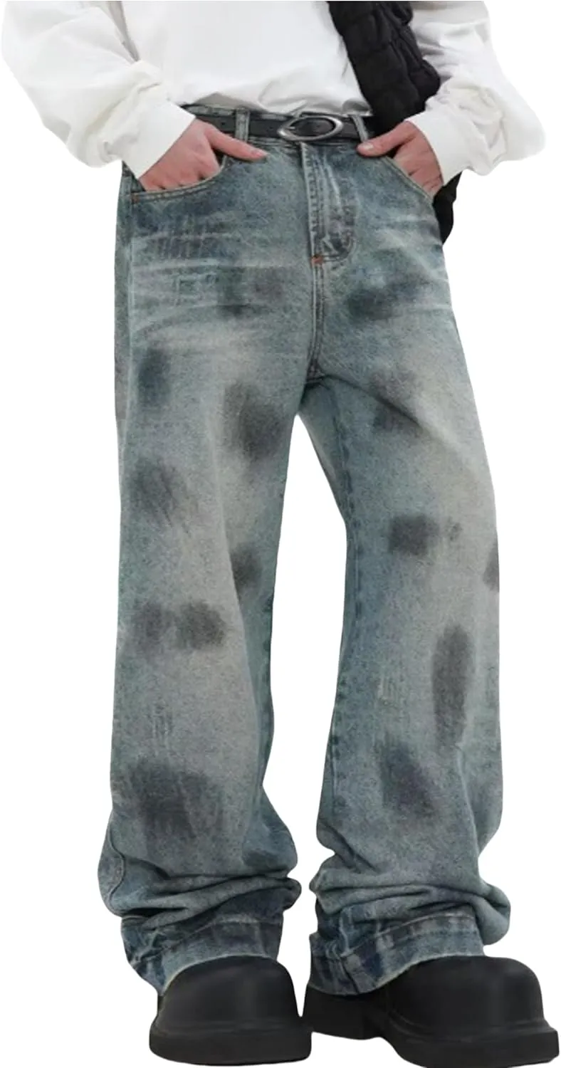 Y2k Mens Baggy Jeans Aesthetic Skater Pants Hip Hop Vintage Jnco Jeans Harajuku Denim Pants Streetwear