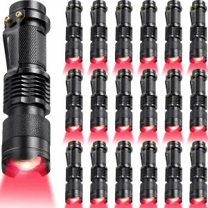 Yahenda 20 Pcs Red Flashlights Bulk Single Mode Red LED Flashlight AA Battery Powered Dimmable Mini Torch Light Small Powerful Red Light Flashlight for Night Astronomy Stargazing Hunting, Animal Safe