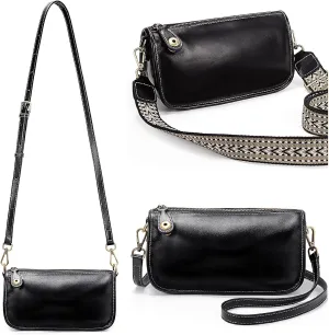 YALUXE Retro Style Genuine Leather Crossbody Bags Shoulder Handbags Purses with Anti-theft Snap Closure