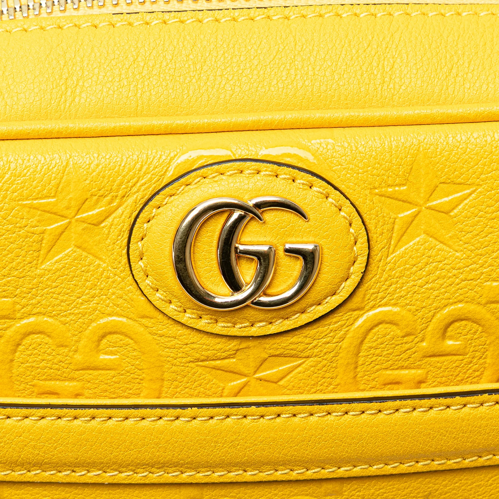 Yellow Gucci GG Star Embossed Leather Crossbody