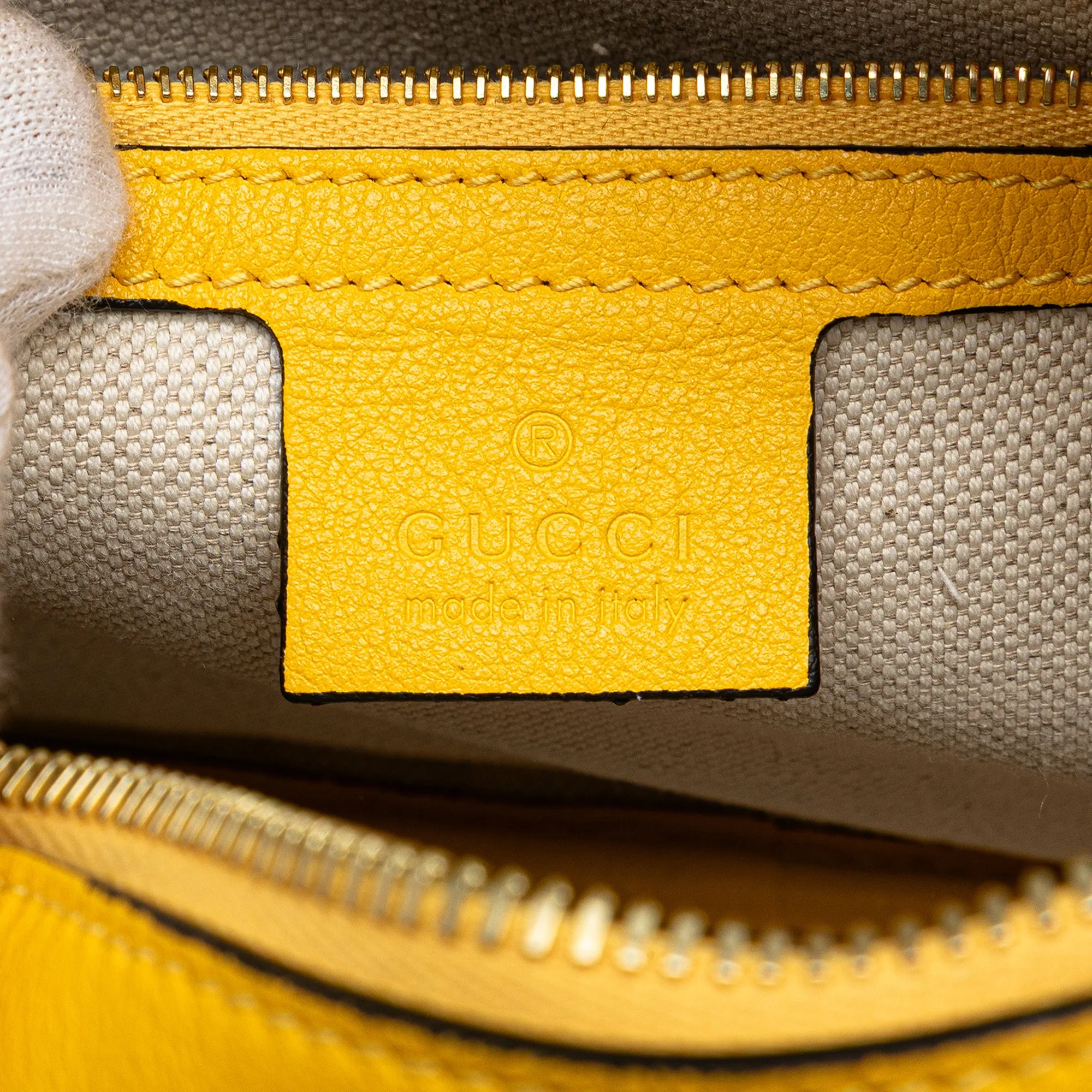 Yellow Gucci GG Star Embossed Leather Crossbody