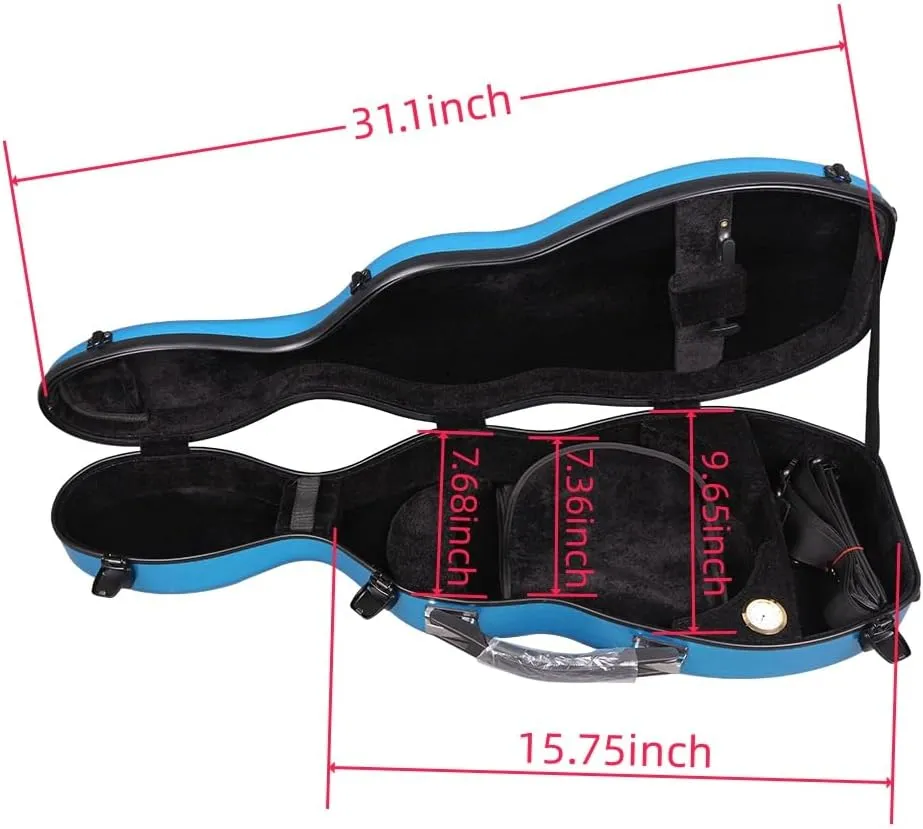 yinfente Carbon Fiber Violin Case 4/4 Full Size With Backstrp Handle Violin Bag Lightweight