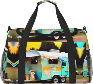 You Make Me Camper print Large Canvas Travel Duffel Bag Weekender Bags for Women Overnight Bag Carry On Tote Bag
