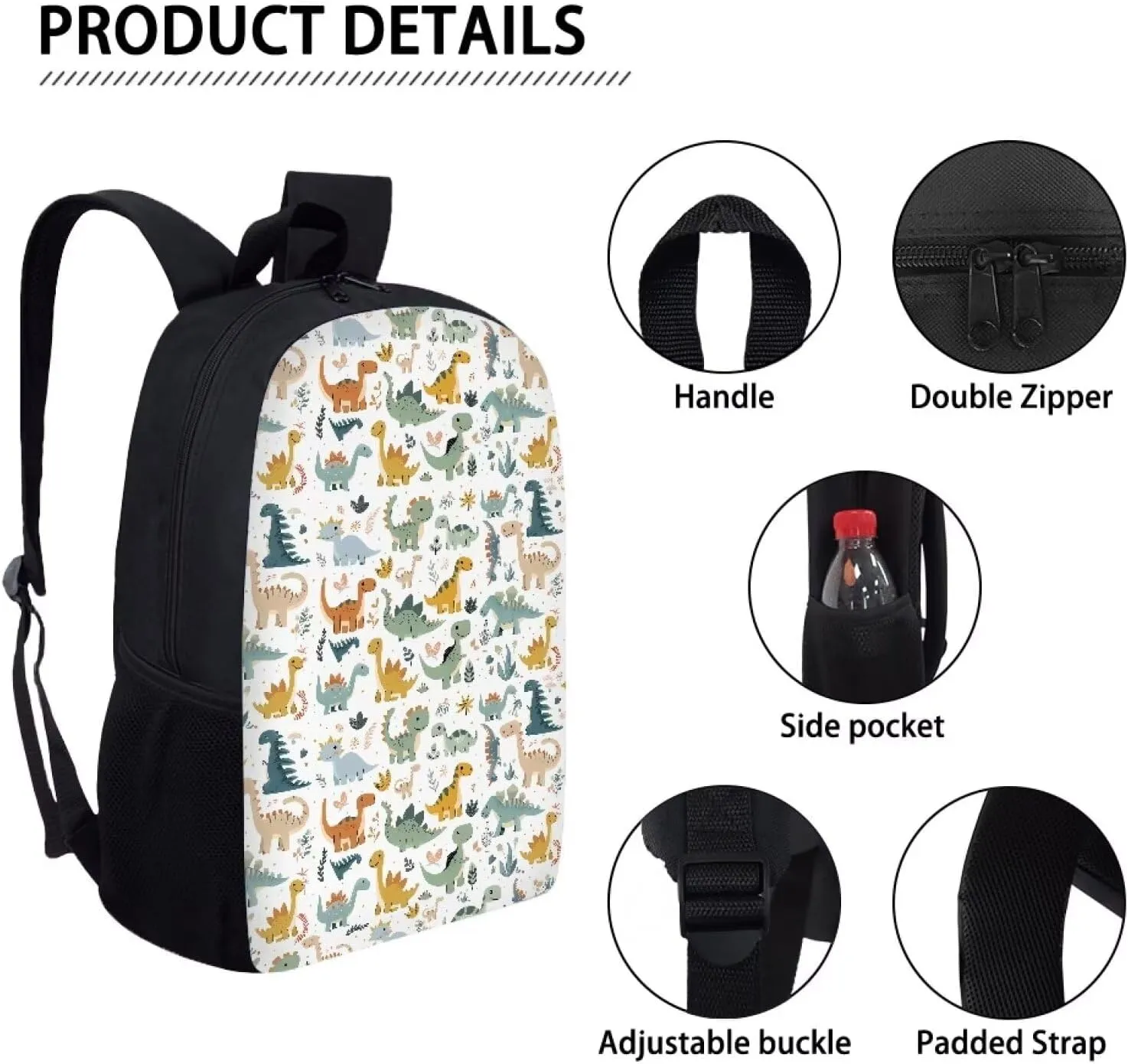 Ystardream Bookbags for 6th Grade Boys Cartoon Dinosaur Backpack for Girls Middle School Bag for 8-10 14-16 Kids Child Bookbag High Schoolbag 17 Inch Bag Packs Back to School Rucksack Travel Bag
