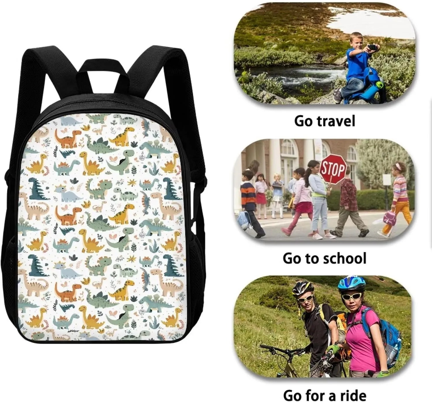 Ystardream Bookbags for 6th Grade Boys Cartoon Dinosaur Backpack for Girls Middle School Bag for 8-10 14-16 Kids Child Bookbag High Schoolbag 17 Inch Bag Packs Back to School Rucksack Travel Bag