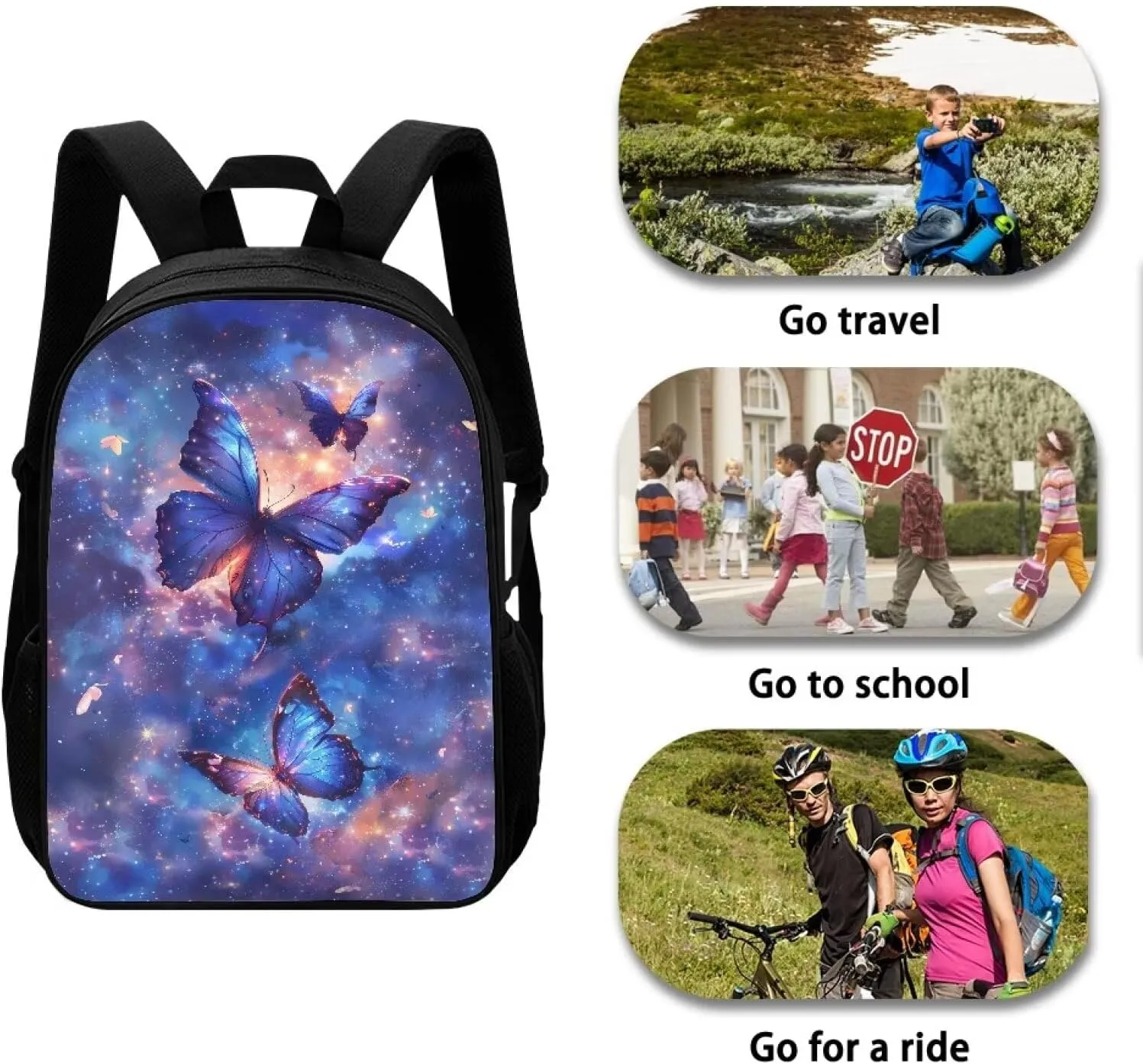 Ystardream Galaxy Butterfly Backpacks for Kids Bookbags for 6th Grade Girls School Shoulder Bag Large Waterproof Bookbag Laptop Daypack for Students Teens Girls Boys Elementary Middle School
