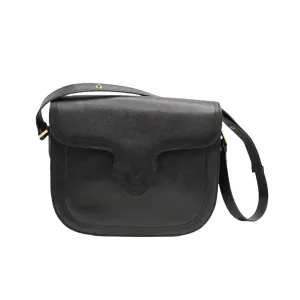 Yves Saint Laurent Black Leather Logo-Embossed Crossbody Bag