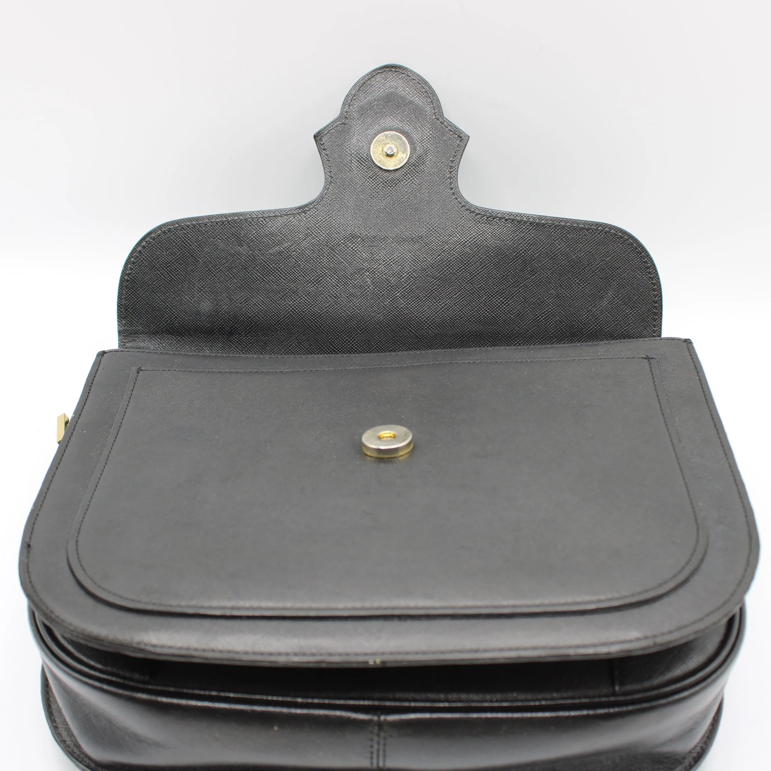 Yves Saint Laurent Black Leather Logo-Embossed Crossbody Bag