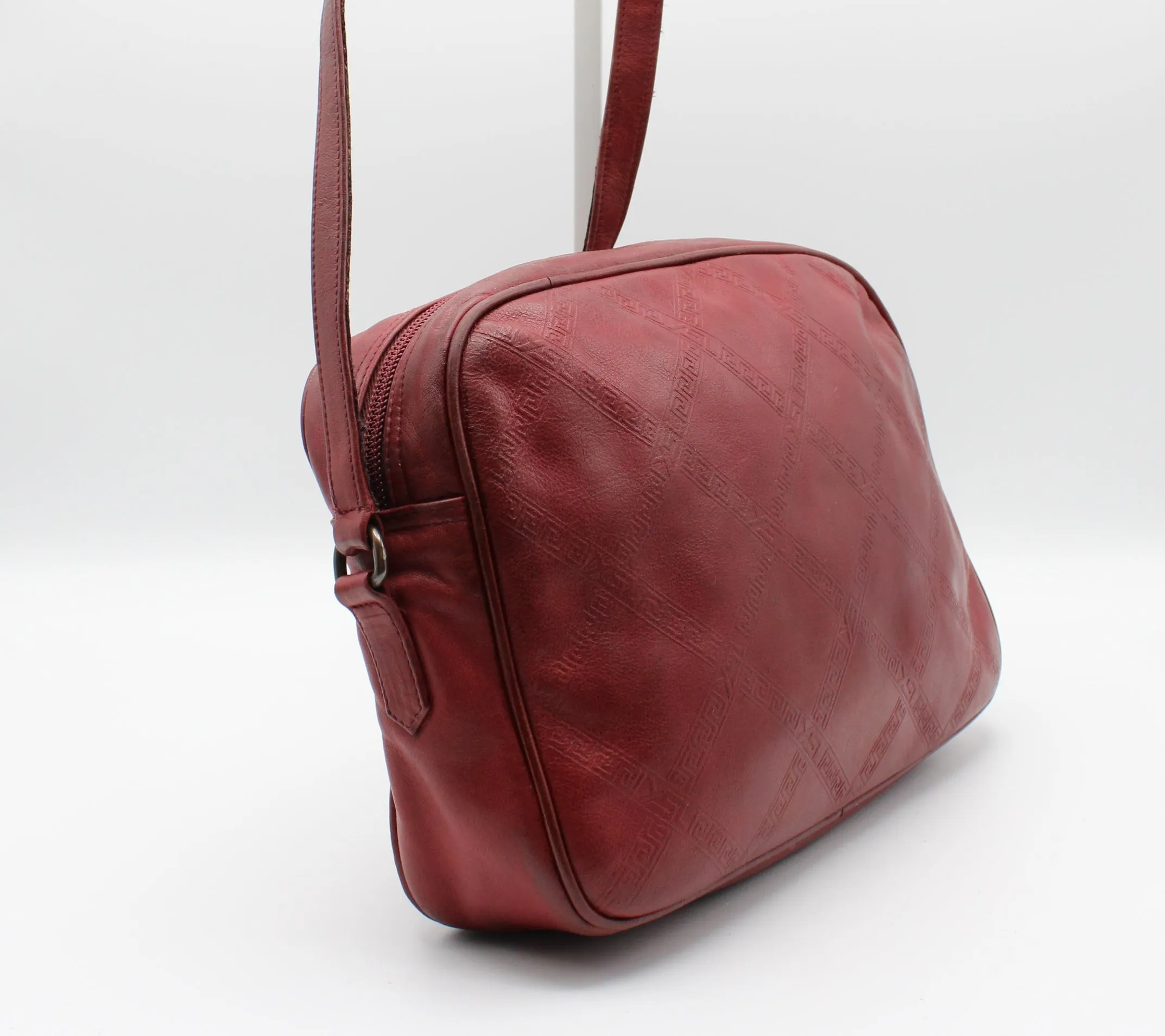 Yves Saint Laurent Chyc Red Embossed Leather Crossbody Bag Vintage
