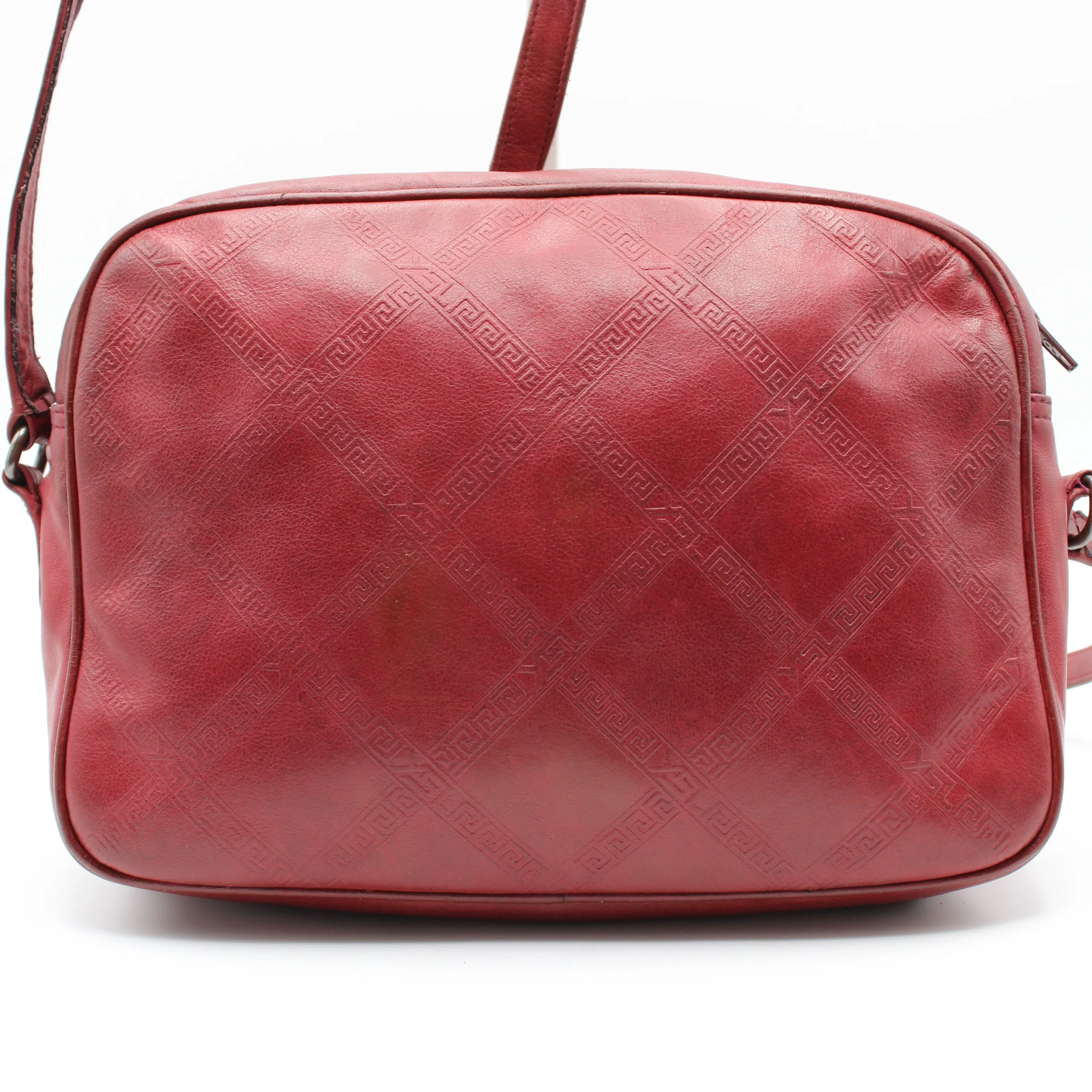 Yves Saint Laurent Chyc Red Embossed Leather Crossbody Bag Vintage