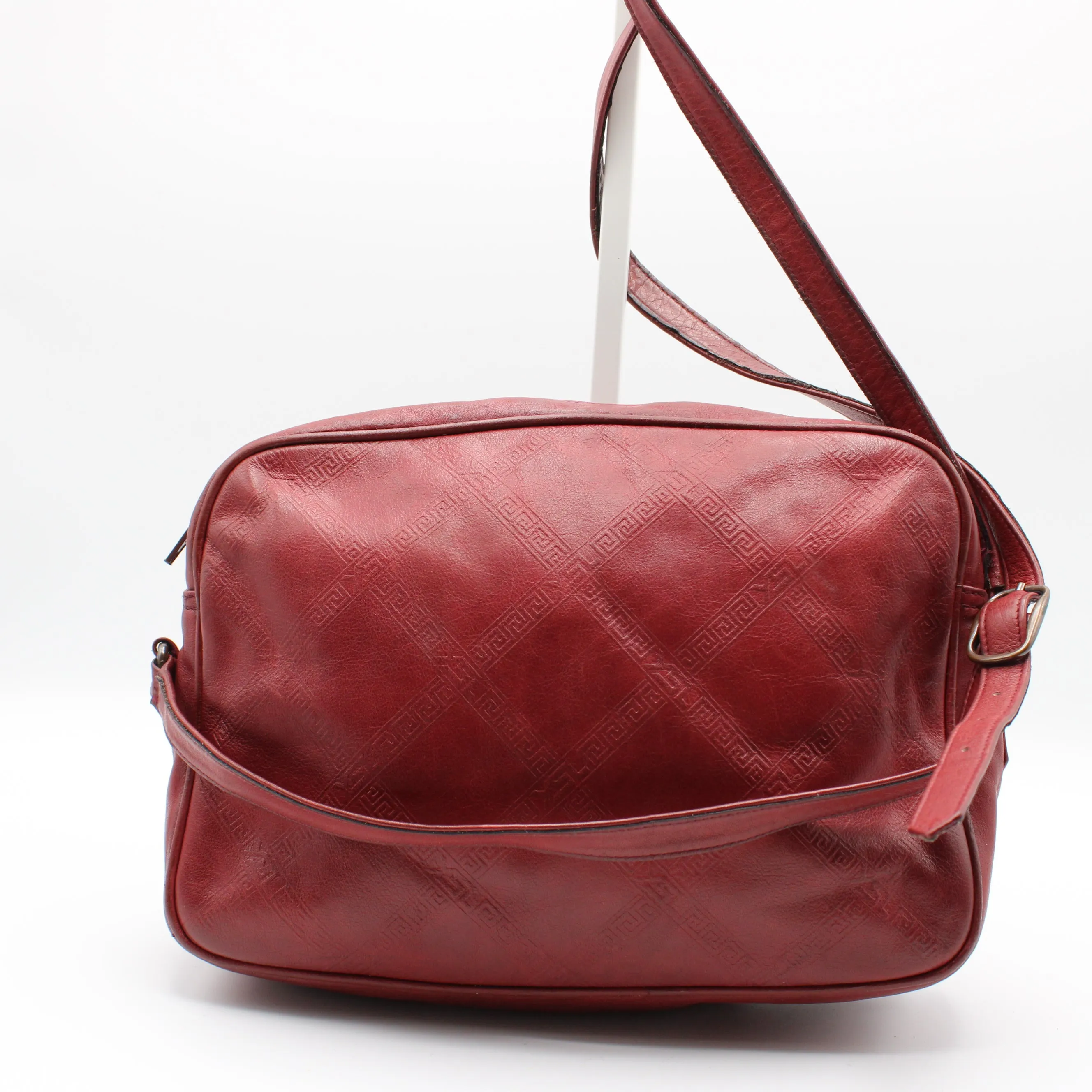 Yves Saint Laurent Chyc Red Embossed Leather Crossbody Bag Vintage
