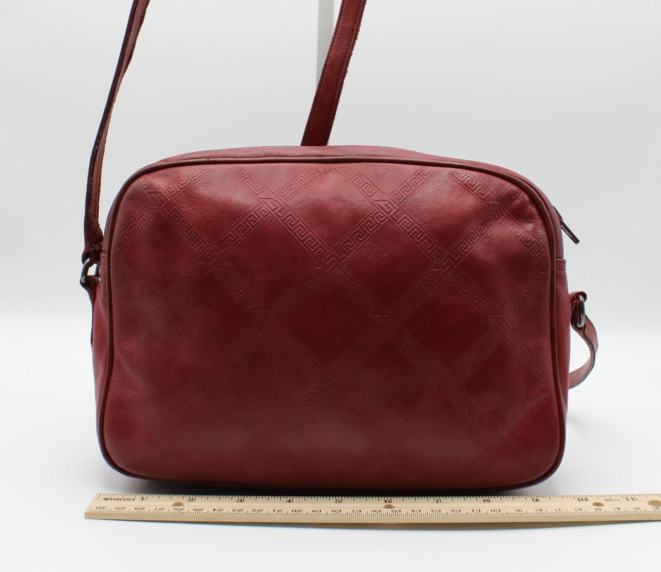 Yves Saint Laurent Chyc Red Embossed Leather Crossbody Bag Vintage