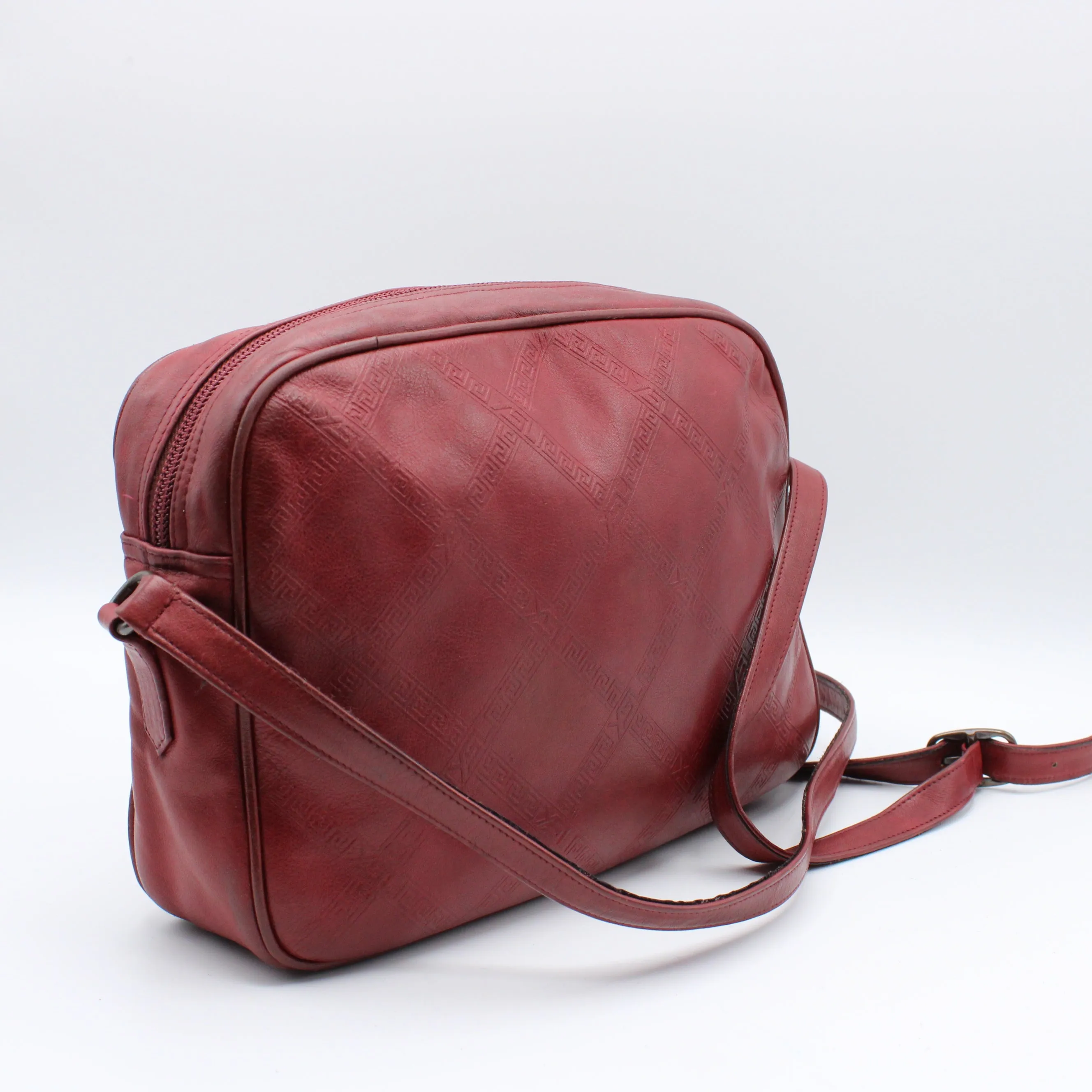 Yves Saint Laurent Chyc Red Embossed Leather Crossbody Bag Vintage