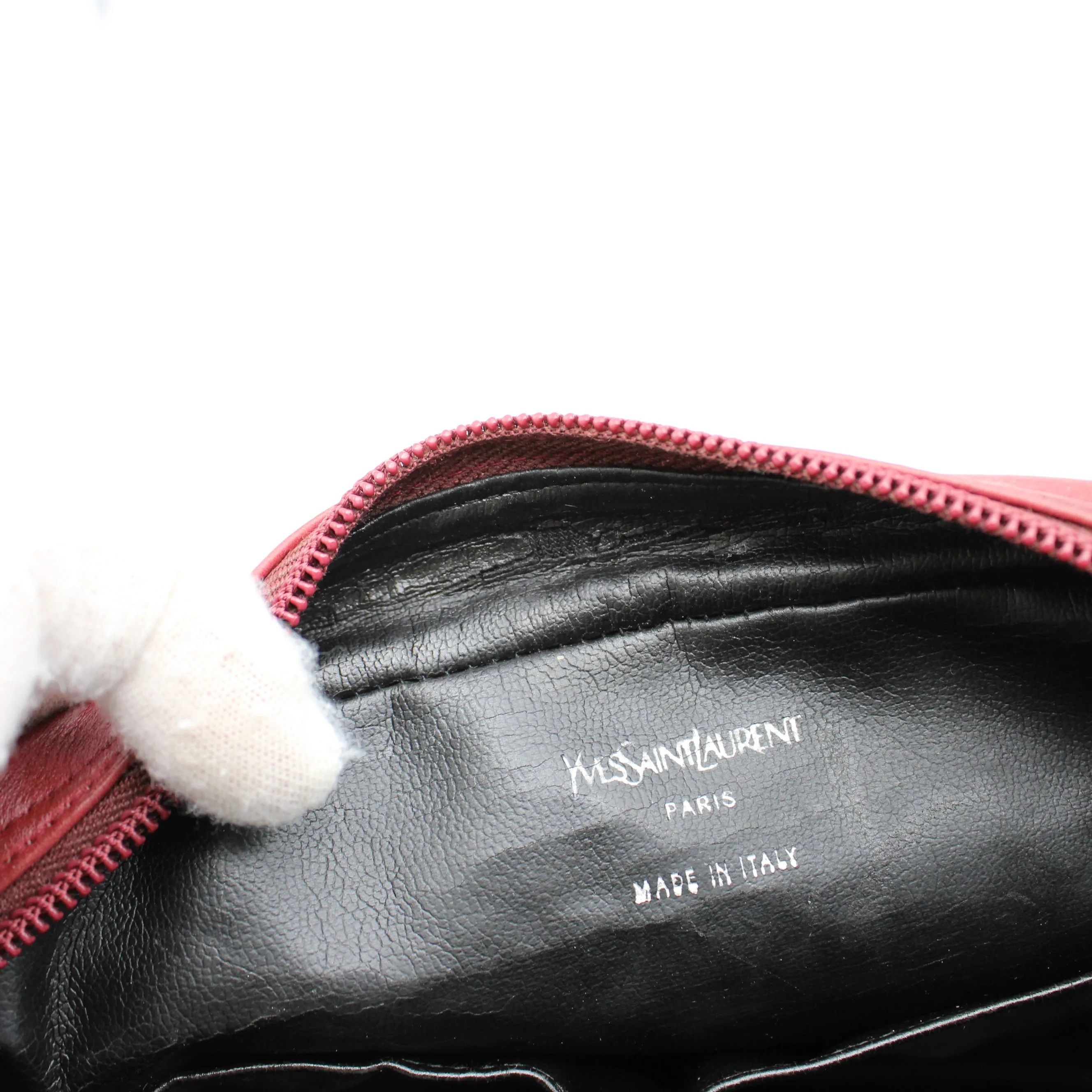 Yves Saint Laurent Chyc Red Embossed Leather Crossbody Bag Vintage