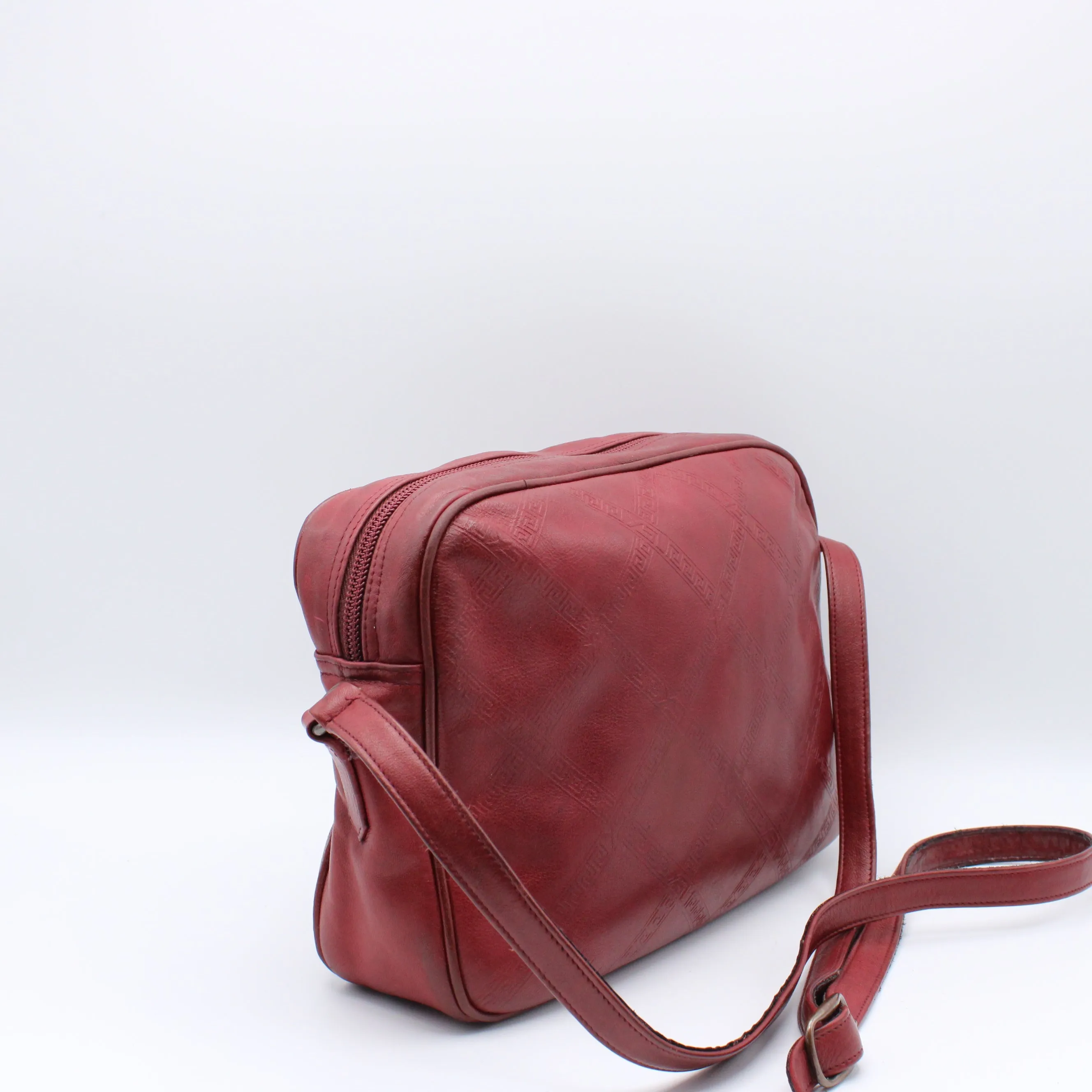 Yves Saint Laurent Chyc Red Embossed Leather Crossbody Bag Vintage