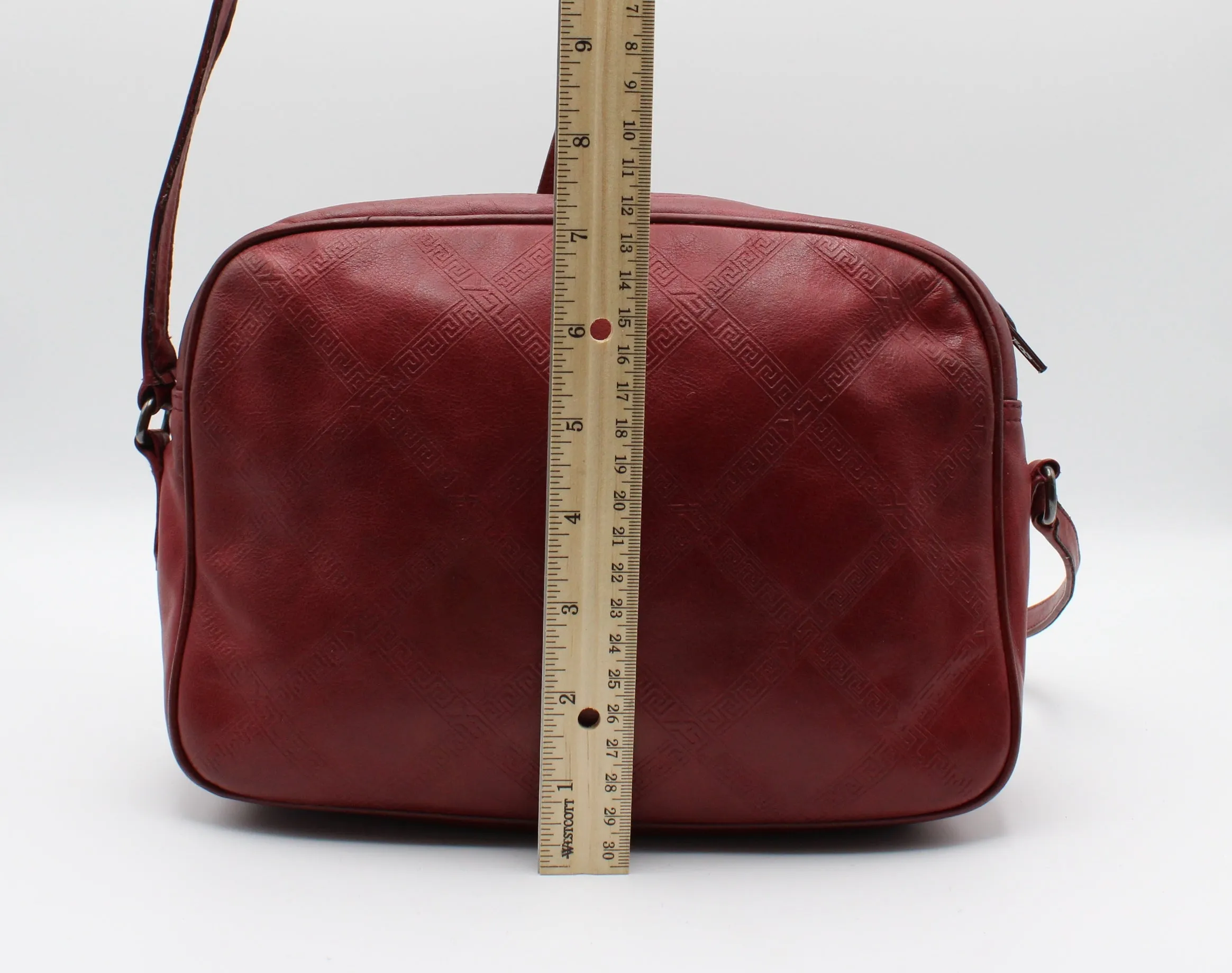 Yves Saint Laurent Chyc Red Embossed Leather Crossbody Bag Vintage