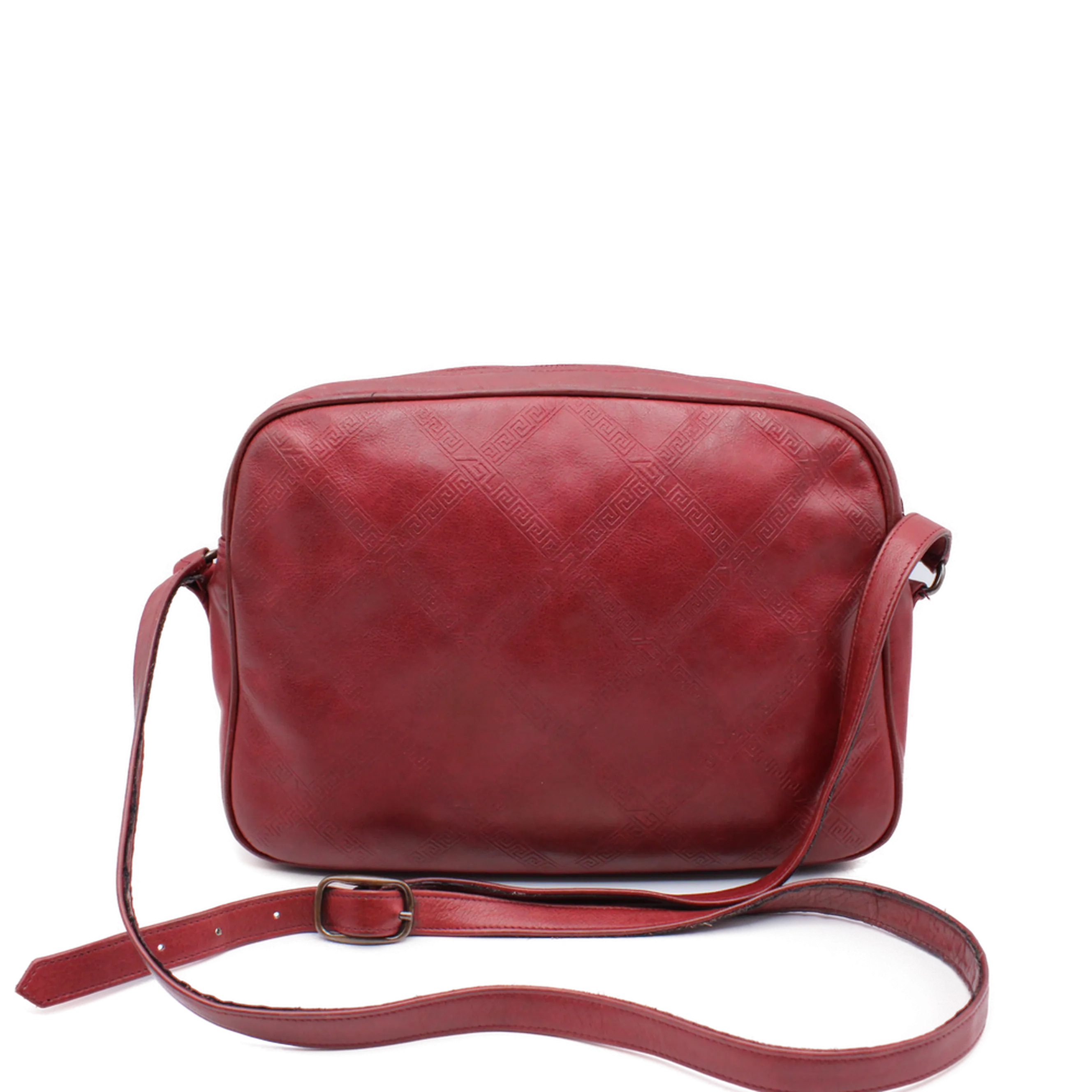 Yves Saint Laurent Chyc Red Embossed Leather Crossbody Bag Vintage