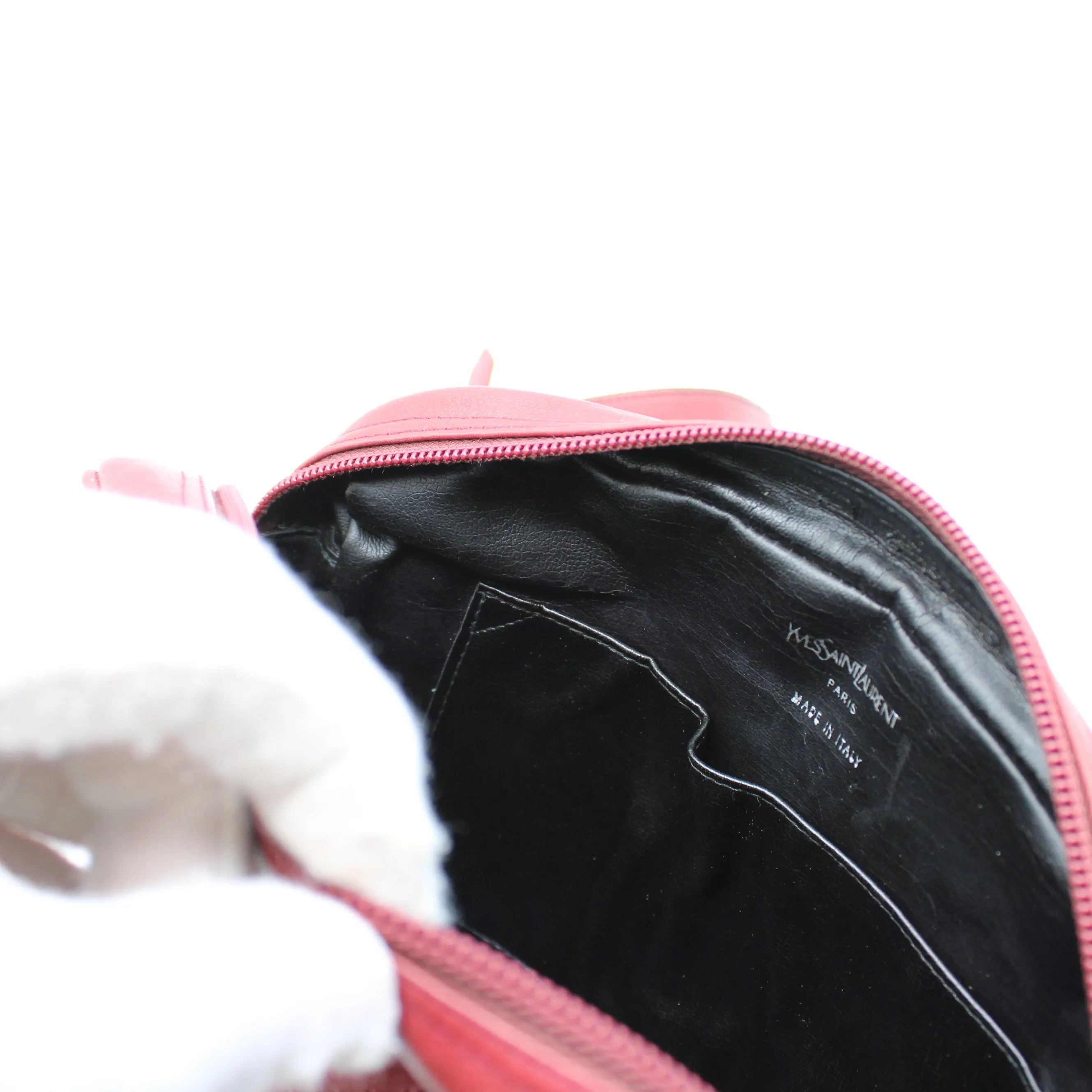 Yves Saint Laurent Chyc Red Embossed Leather Crossbody Bag Vintage