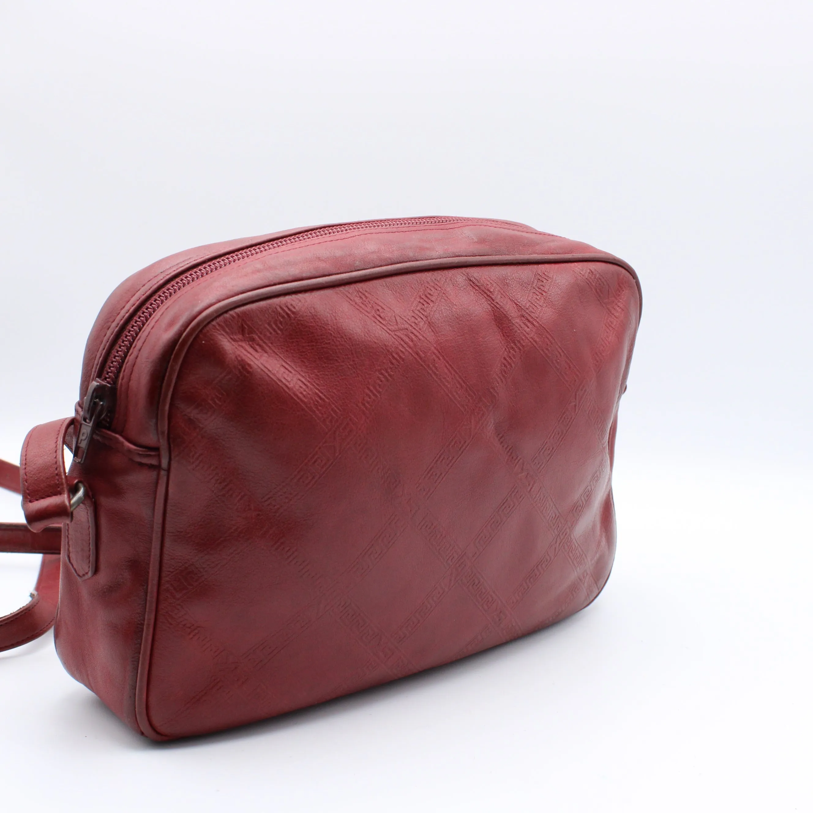 Yves Saint Laurent Chyc Red Embossed Leather Crossbody Bag Vintage