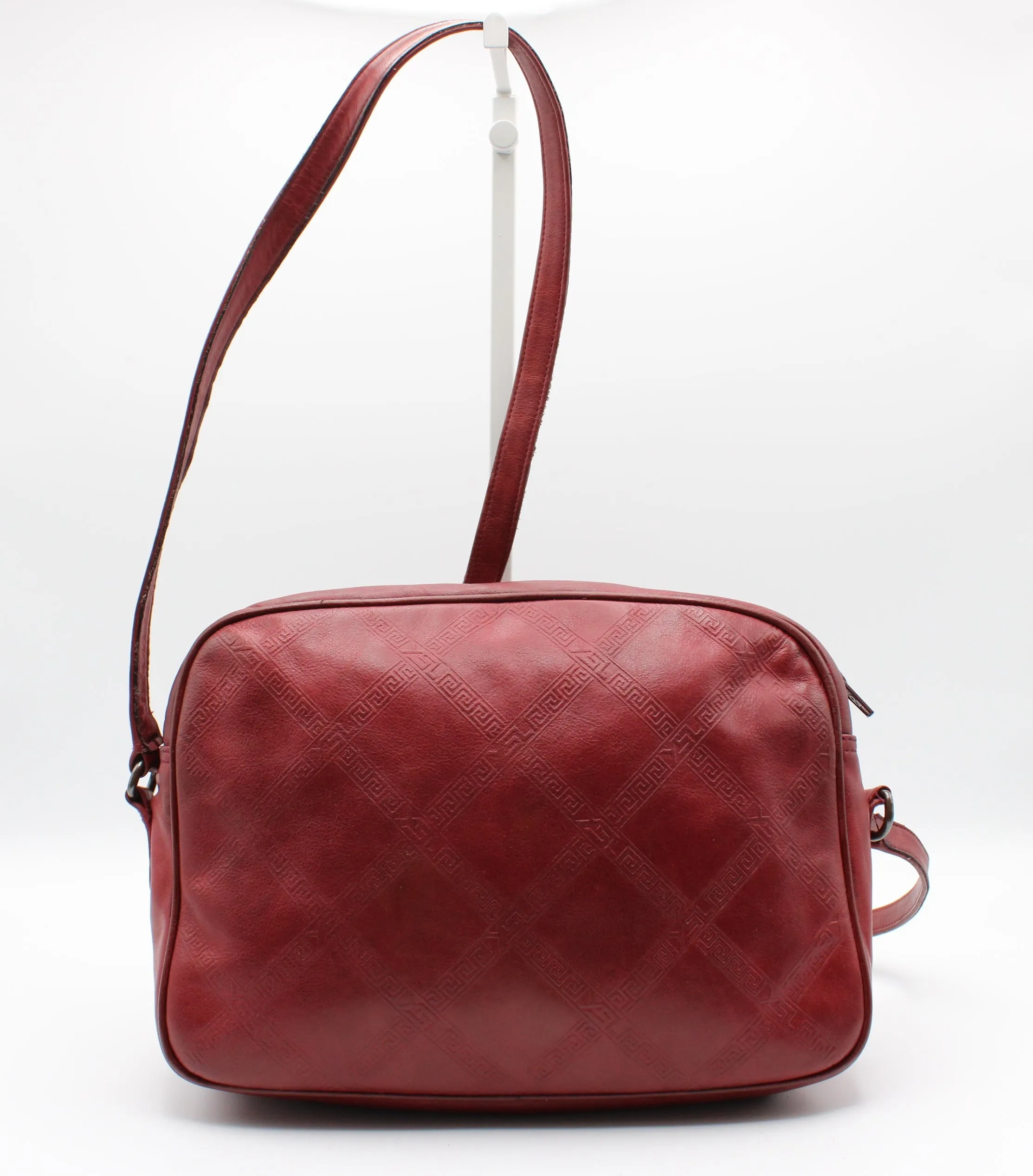 Yves Saint Laurent Chyc Red Embossed Leather Crossbody Bag Vintage