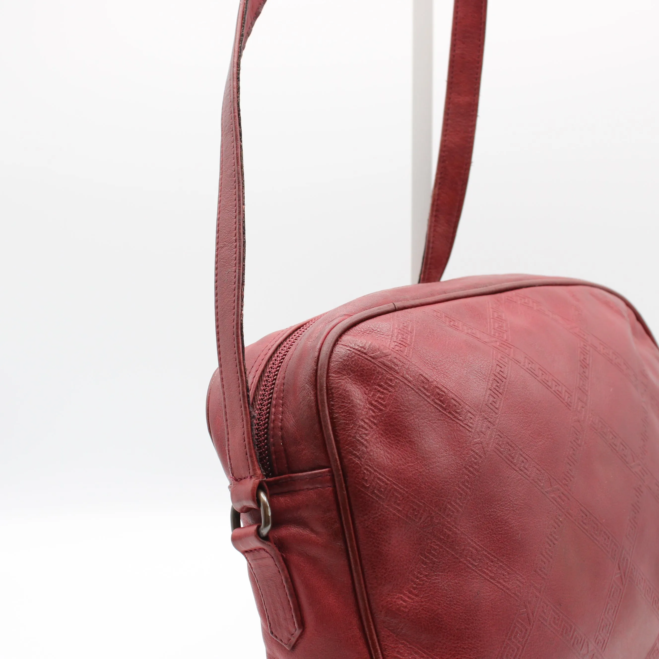Yves Saint Laurent Chyc Red Embossed Leather Crossbody Bag Vintage