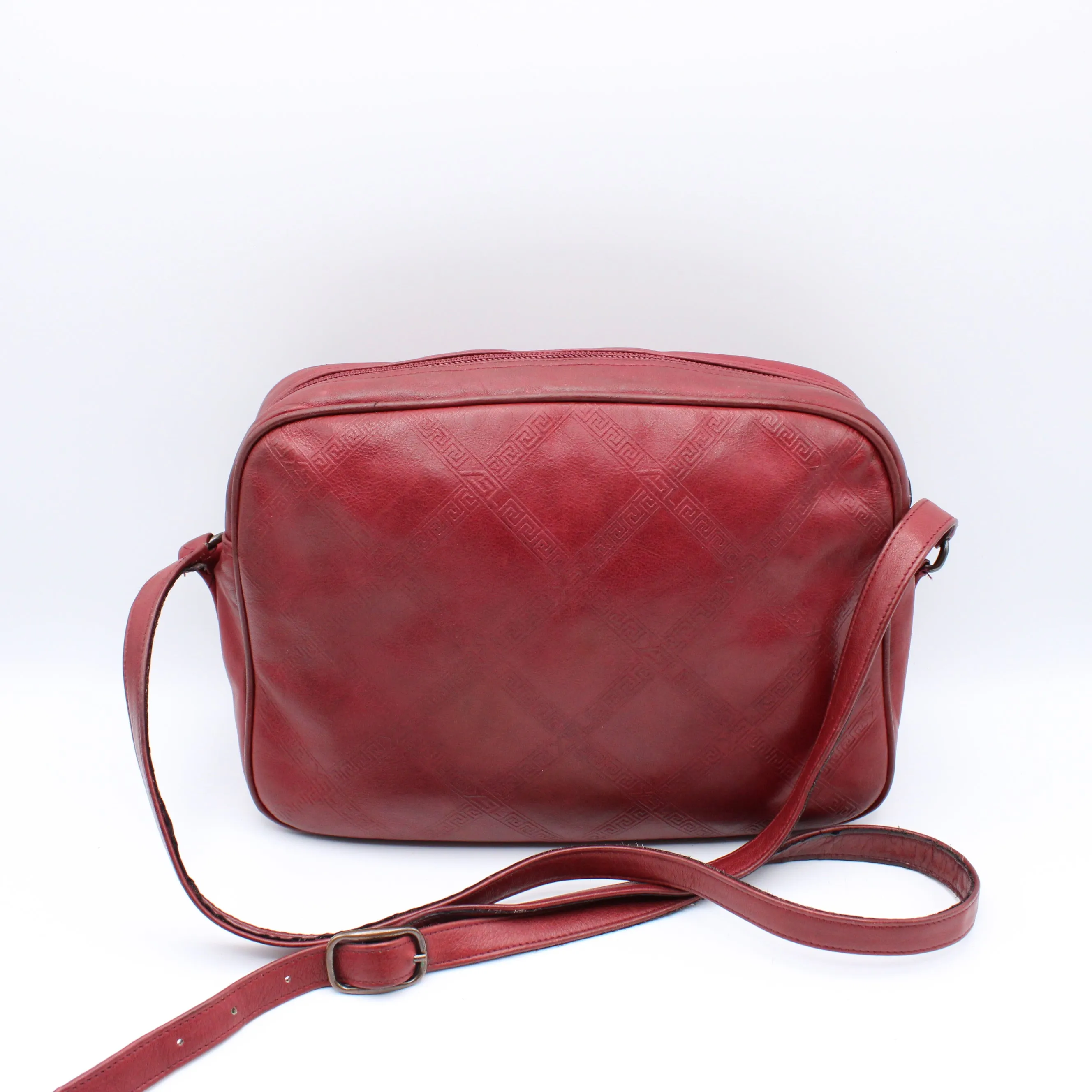 Yves Saint Laurent Chyc Red Embossed Leather Crossbody Bag Vintage