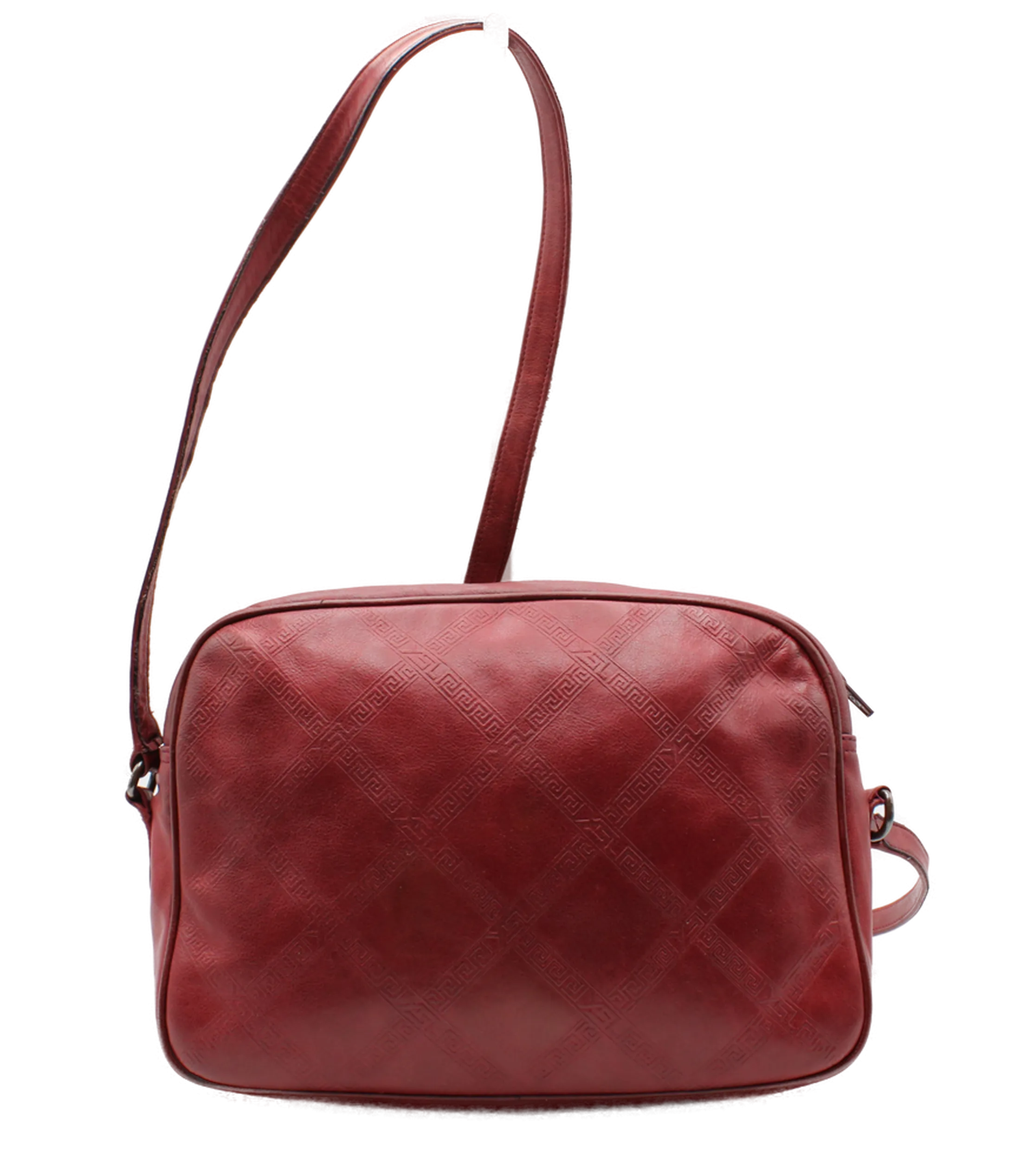 Yves Saint Laurent Chyc Red Embossed Leather Crossbody Bag Vintage