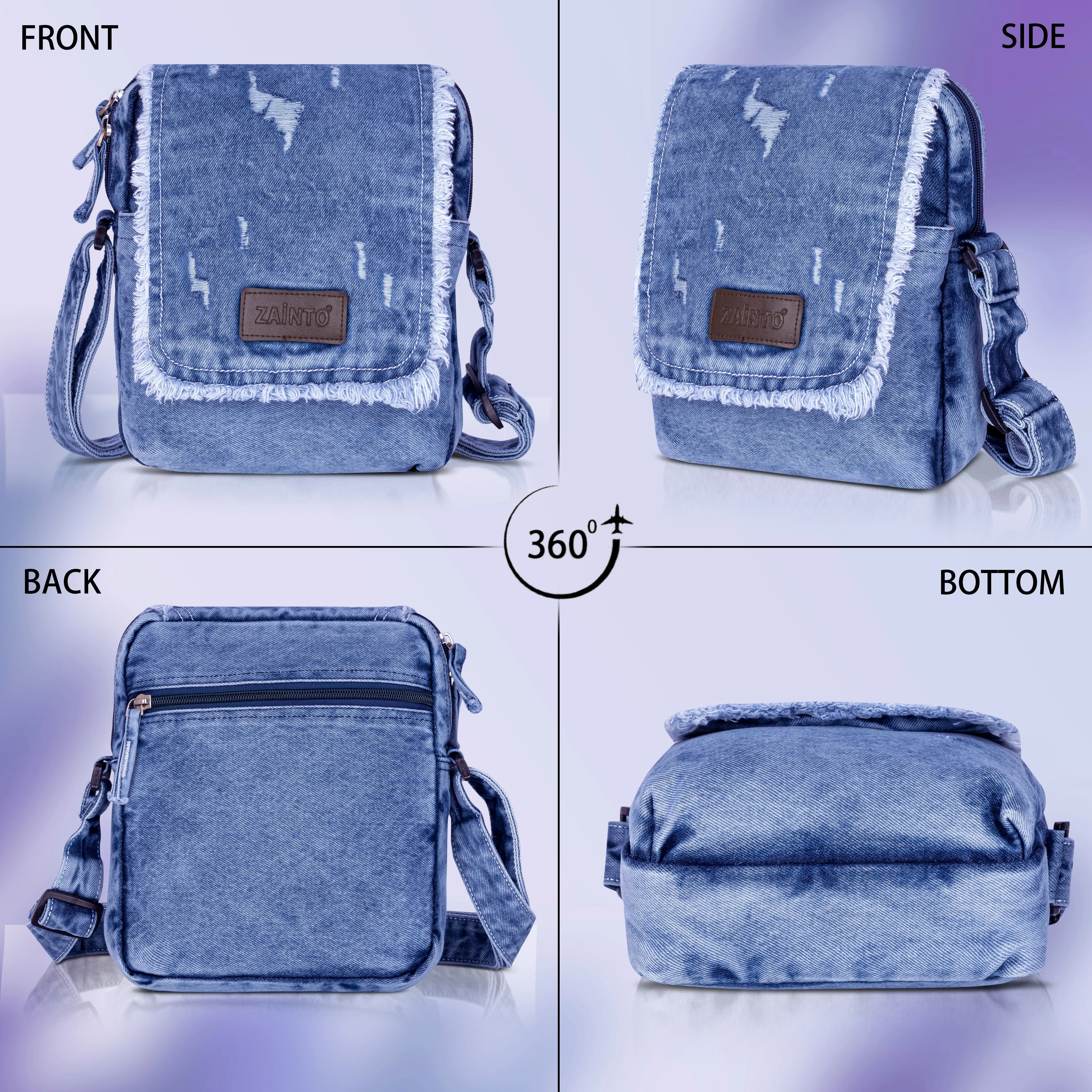 ZAINTO Crossbody Sling Bag for Women & Girls – Stylish Denim Casual Fringe Shoulder Bag with Adjustable Strap