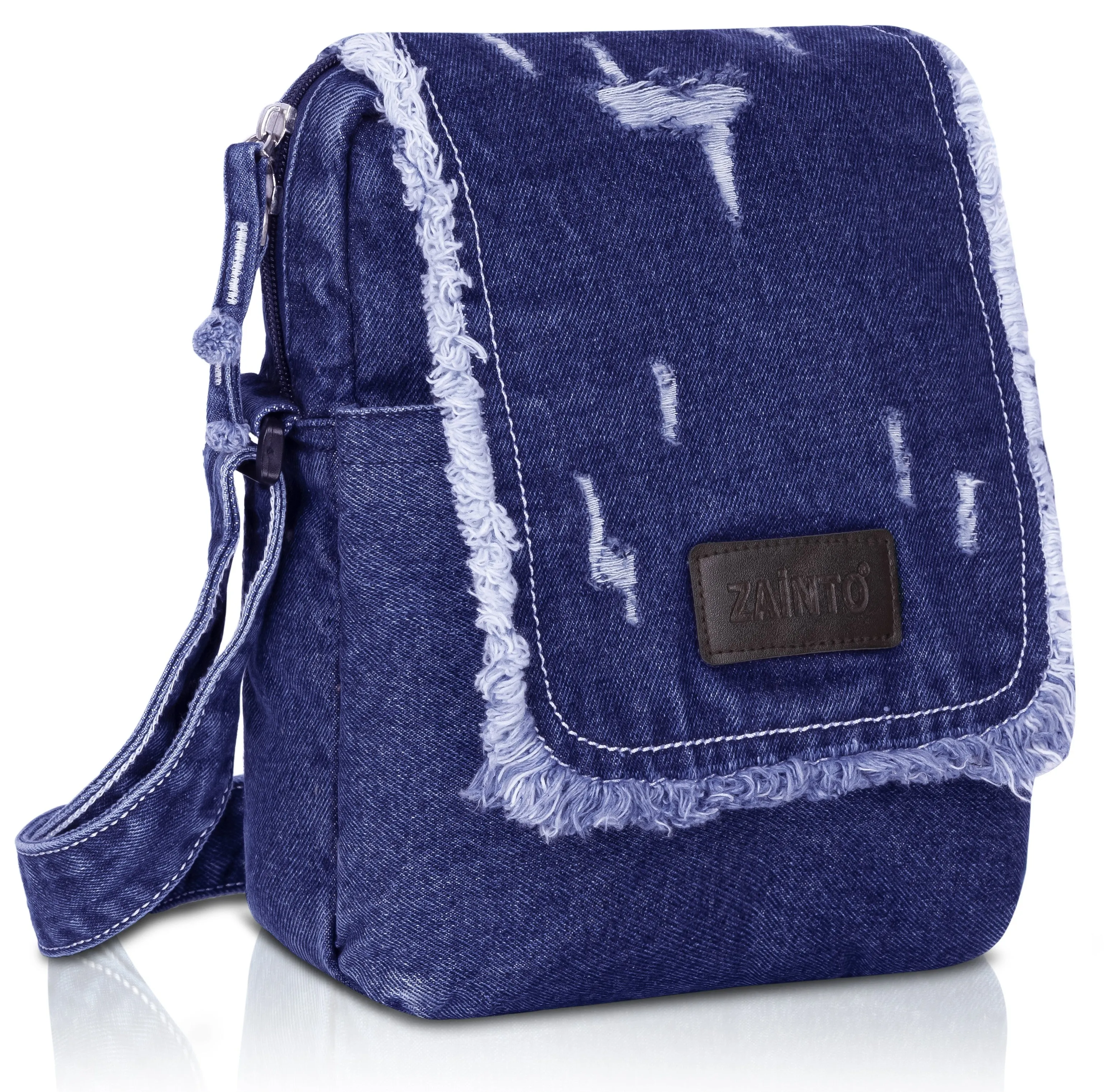 ZAINTO Stylish Denim Crossbody Sling Bag for Women & Girls – Casual Fringe Shoulder Bag with Adjustable Strap