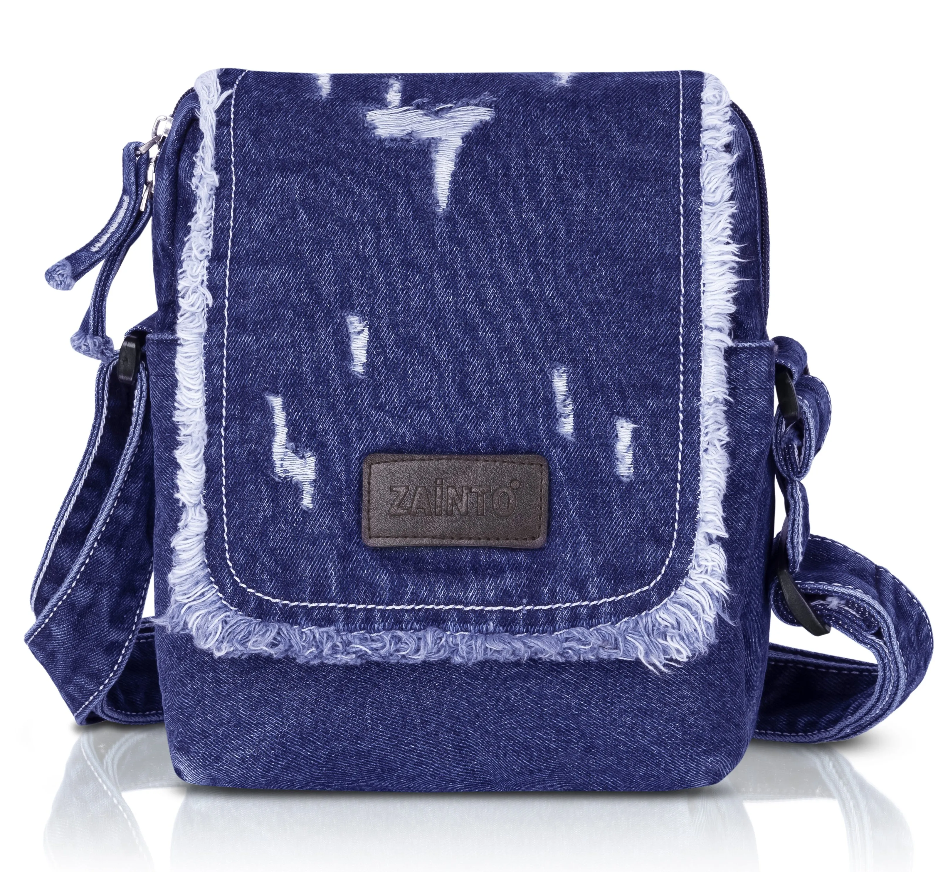 ZAINTO Stylish Denim Crossbody Sling Bag for Women & Girls – Casual Fringe Shoulder Bag with Adjustable Strap
