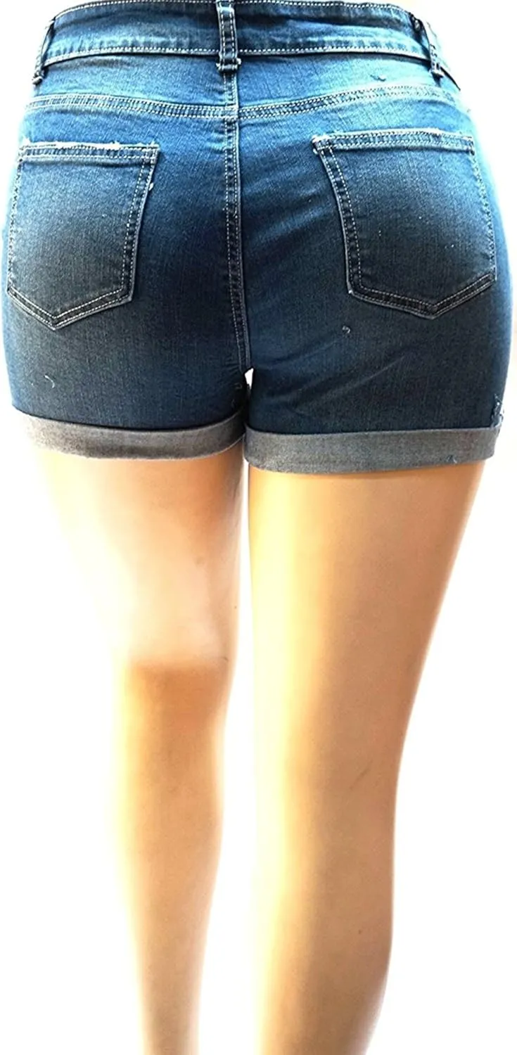 Z.N.B Women's Plus Size Destroy Short Stretch Distressed Ripped Blue Denim Jeans