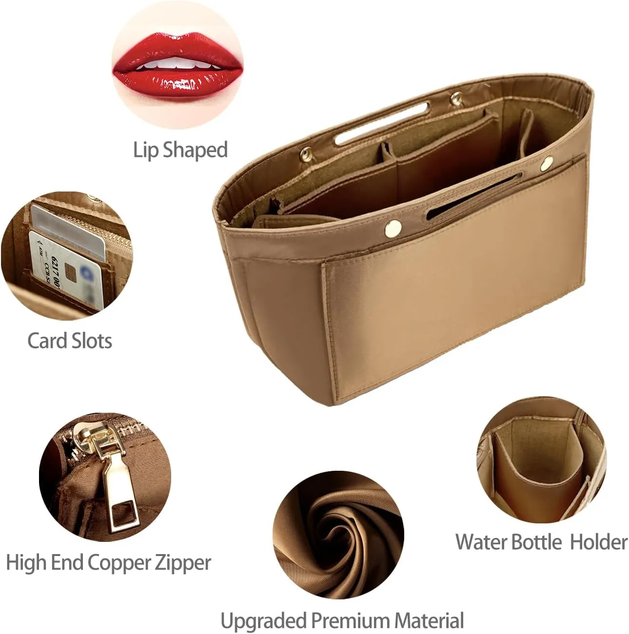 ZTUJO Purse Organizer Insert For Handbag & Tote Shaper,Tote Bag Organizer Insert For Speedy Neverful, 6 Sizes(X-Large,Silky Brown)