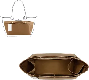 ZTUJO Purse Organizer Insert For Handbag & Tote Shaper,Tote Bag Organizer Insert For Speedy Neverful, 6 Sizes(X-Large,Silky Brown)