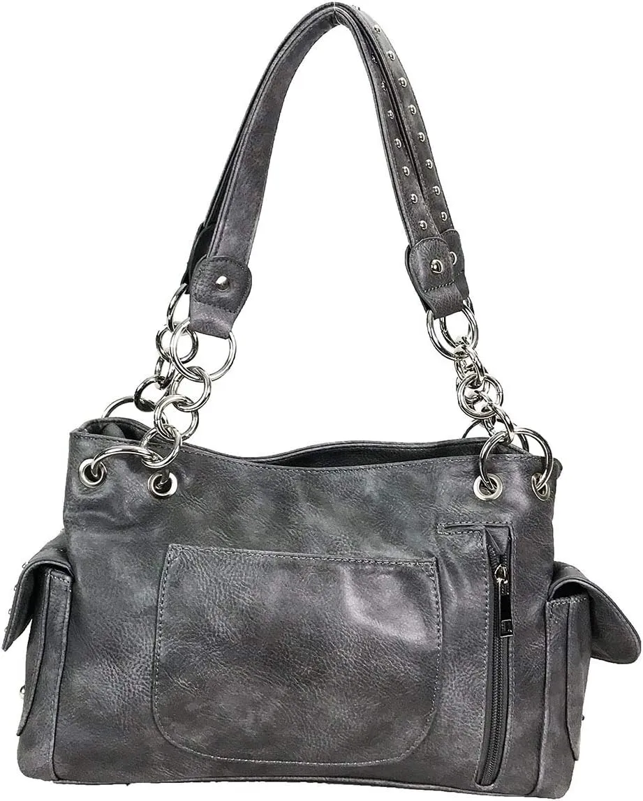 Zzfab Rhinestone Cross Embroidered Floral Western Handbag